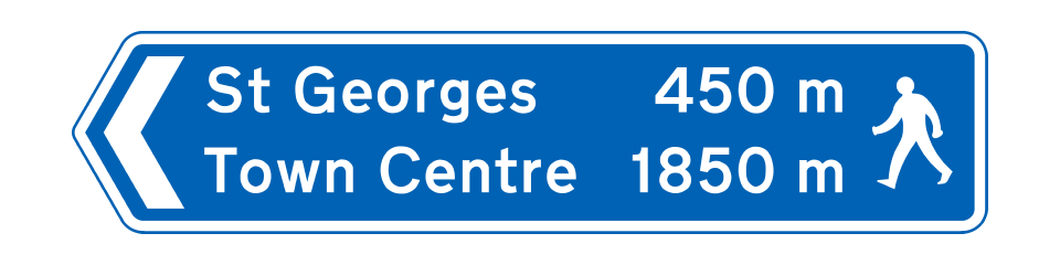 metric pedestrian sign