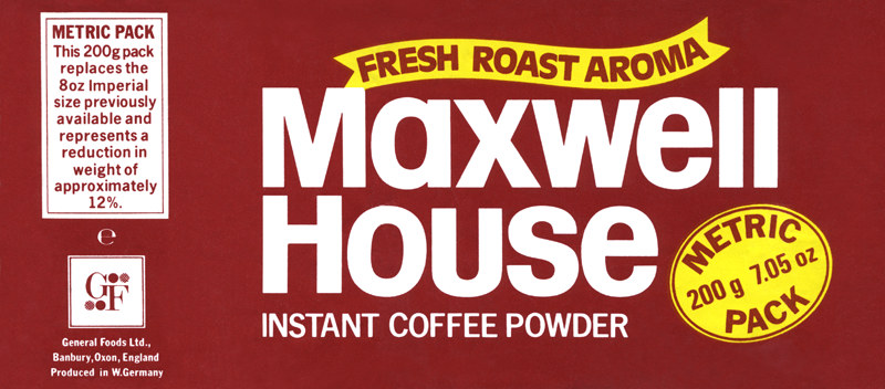 metric pack coffee jar label - 1979